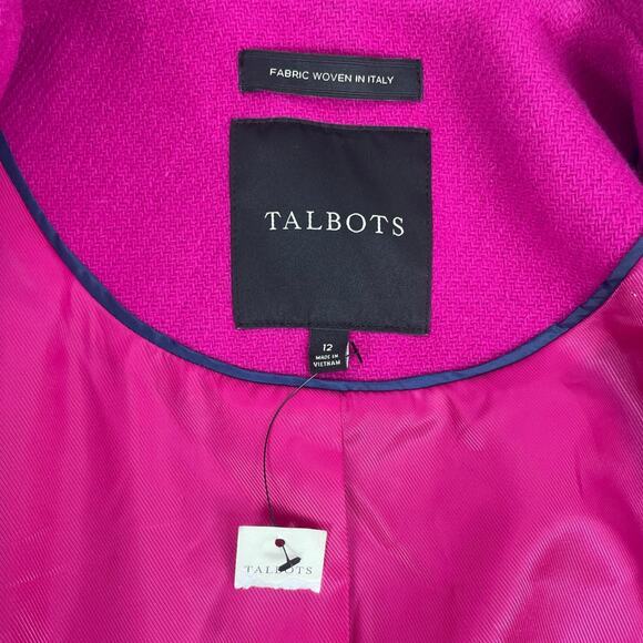 NEW Talbots Wool Blend Double Breasted Pea Coat Hot Pink Size 12 - Picture 11 of 12